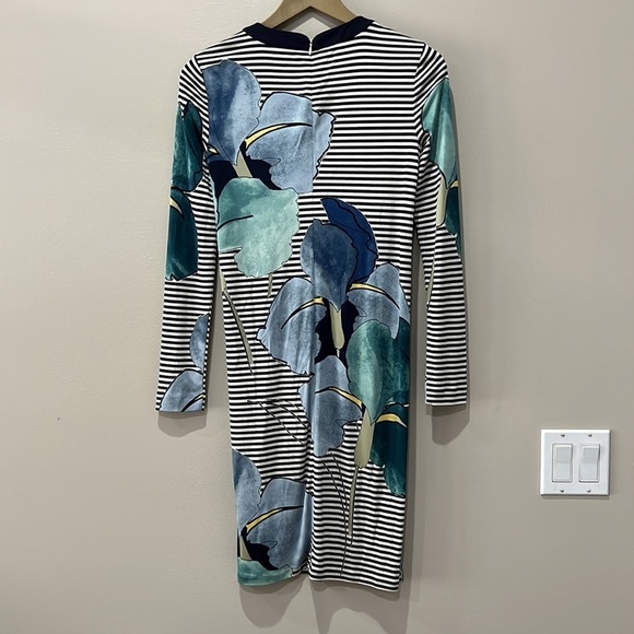 Tory Burch Annette Floral Striped Long Sleeve Dress in size XS Silk Y2K - Picture 5 of 10